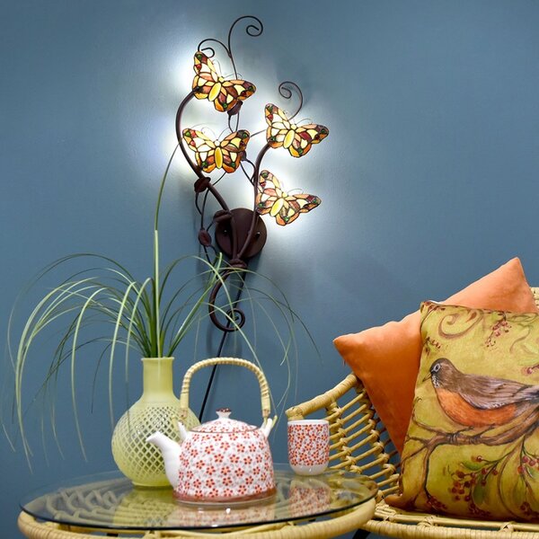Nástenná lampa Tiffany Papillons - 32 * 68 cm G4 / 4 * 2W - Clayre & Eef