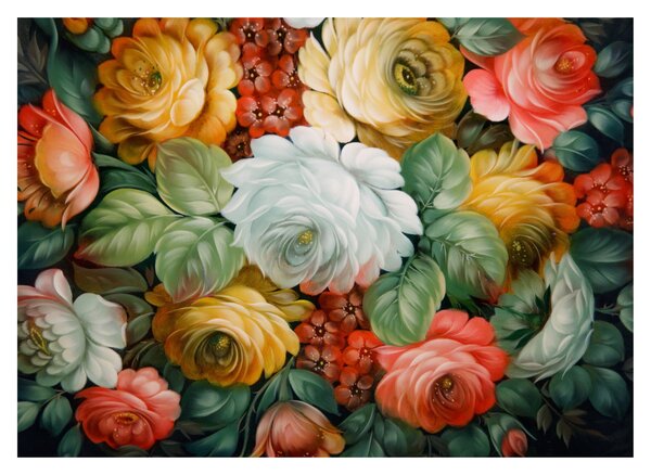 Obraz maľovanej kytice kvetov (70x50 cm)