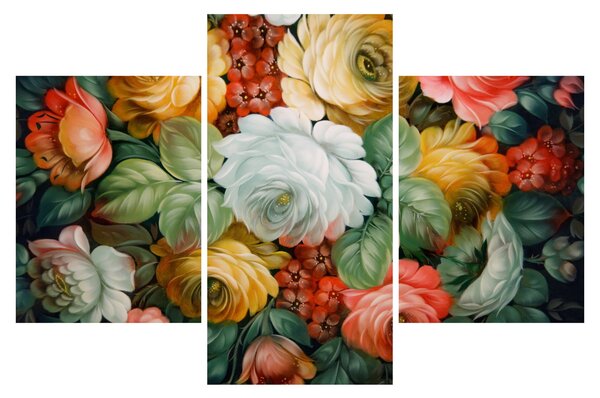 Obraz maľovanej kytice kvetov (90x60 cm)