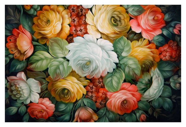 Obraz maľovanej kytice kvetov (90x60 cm)