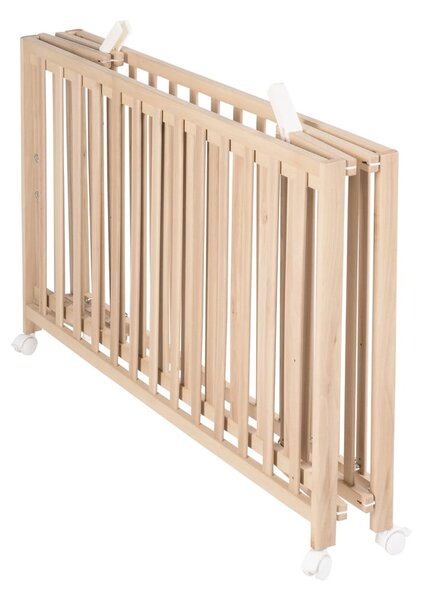 Skladacia postieľka na kolieskach v prírodnej farbe 60x120 cm Fold up – Roba