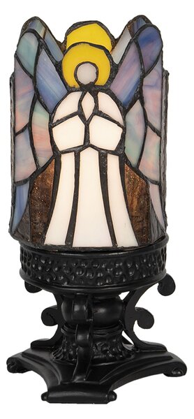 Vitrážové stolná lampa Tiffany Ange - Ø 14 * 21 cm E14 / max 1 * 25W - Clayre & Eef