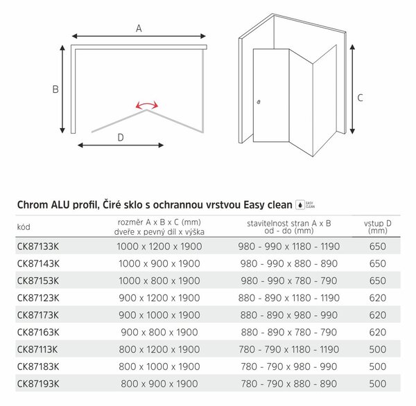 Mereo Mereo, Sprchový kút, LIMA, obdĺžnik, chróm ALU, sklo číre, MER-CK87153K