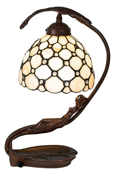 Krémová stolná lampa Tiffany Millie - 28 * 20 * 41 cm E14 / max 1 * 25W - Clayre & Eef