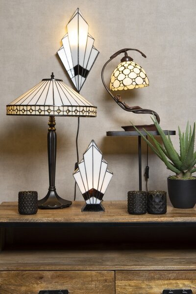 Krémová stolná lampa Tiffany Millie - 28 * 20 * 41 cm E14 / max 1 * 25W - Clayre & Eef