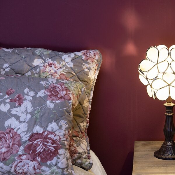 Žltá stolná lampa Tiffany Bloom - 21 * 21 * 38 cm E14 / max 1 * 25W - Clayre & Eef
