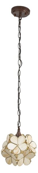 Závesné žlto krémové svetlo Tiffany Bloom - Ø 31 * 91 cm E14 / max 1 * 40W - Clayre & Eef