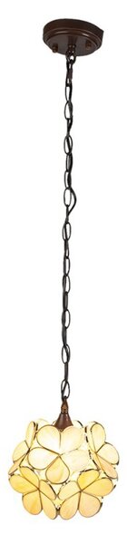 Závesné žlto krémové svetlo Tiffany Bloom - Ø 31 * 91 cm E14 / max 1 * 40W - Clayre & Eef