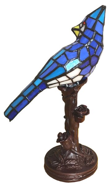 Stolná lampa Tiffany Blue Parrot - 15*12*33 cm E14/max 1*25W - Clayre & Eef