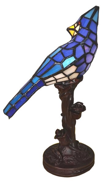 Stolná lampa Tiffany Blue Parrot - 15*12*33 cm E14/max 1*25W - Clayre & Eef