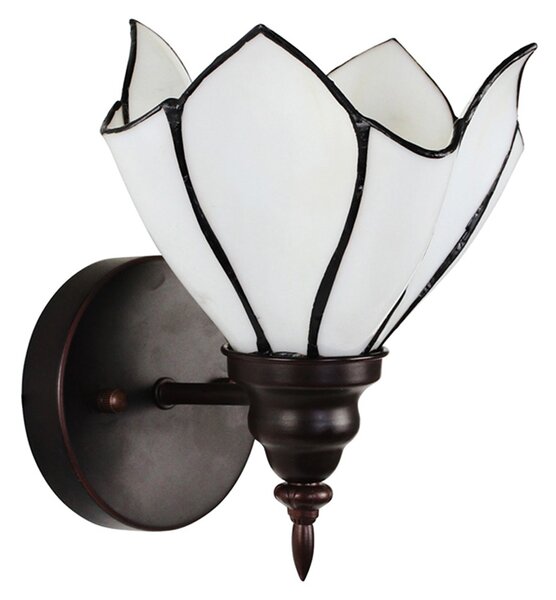 Biela nástenná Tiffany lampa v tvare kvetu Folwia - 23*17*19 cm E27/max 1*40W - Clayre & Eef