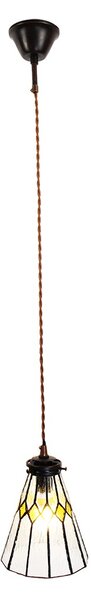 Závesná Tiffany lampa žlté detaily Yello - Ø 15*115 cm E14/max 1*25W - Clayre & Eef