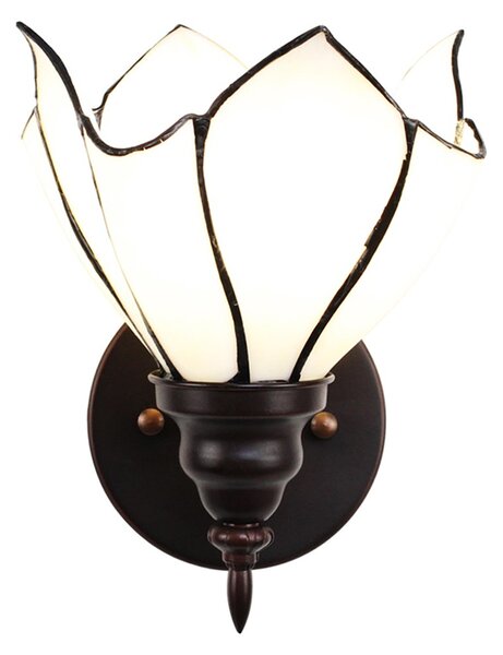 Biela nástenná Tiffany lampa v tvare kvetu Folwia - 23*17*19 cm E27/max 1*40W - Clayre & Eef