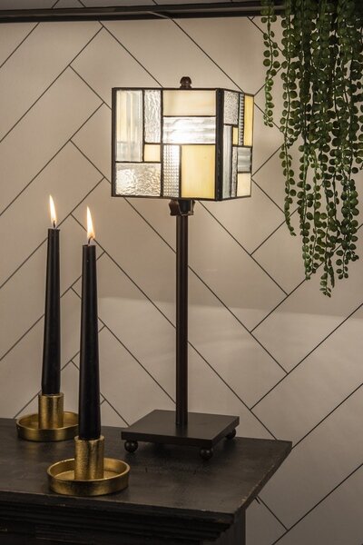 Stolná lampa Tiffany Cubio - 13*13*18 cm E14/max 1*25W - Clayre & Eef