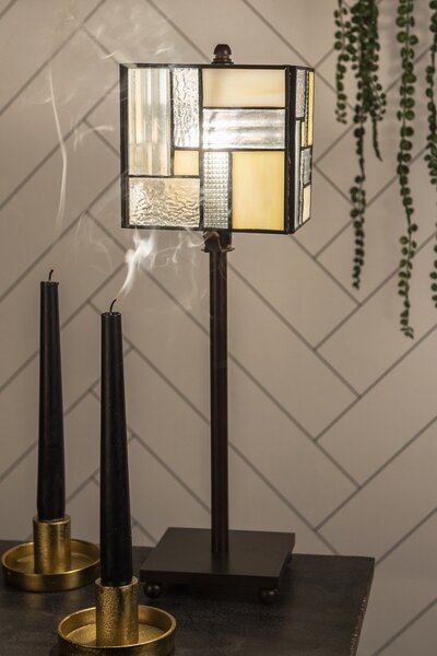 Stolná lampa Tiffany Cubio - 13*13*18 cm E14/max 1*25W - Clayre & Eef