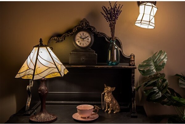Béžová stolná lampa Tiffany Rio - Ø 31*43 cm E27/max 1*40W - Clayre & Eef