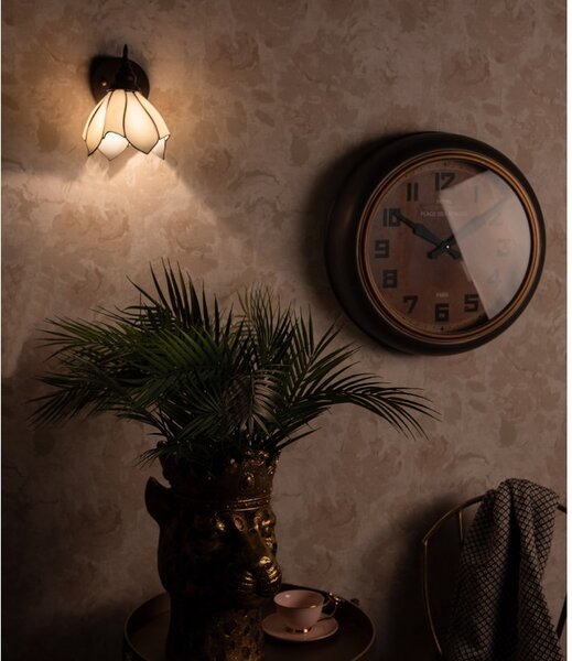 Biela nástenná Tiffany lampa v tvare kvetu Folwia - 23*17*19 cm E27/max 1*40W - Clayre & Eef