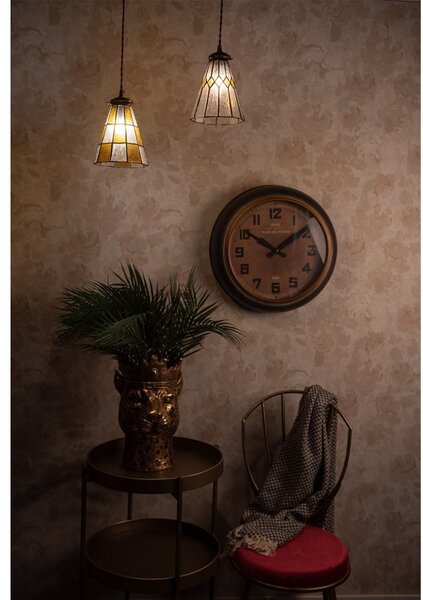 Závěsná lampa Tiffany Hnědá, Bílá 15*115 cm E14/max 1*25W - Ř 15*115 cm E14/max 1*25W - Clayre & Eef