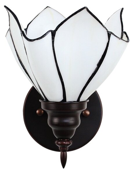Biela nástenná Tiffany lampa v tvare kvetu Folwia - 23*17*19 cm E27/max 1*40W - Clayre & Eef
