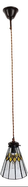 Závesná Tiffany lampa žlté detaily Yello - Ø 15*115 cm E14/max 1*25W - Clayre & Eef