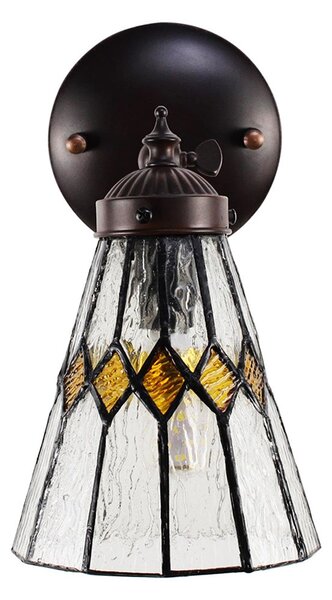 Nástenná Tiffany lampa žlté detaily YelloRhom - 17*12*23 cm E14/max 1*40W - Clayre & Eef