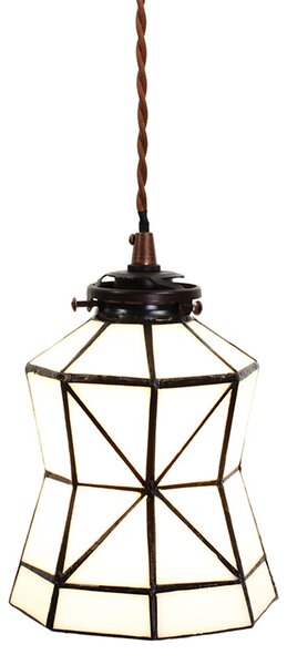 Biela závesná tiffany lampa Joanne - Ø 15*115 cm E14/max 1*25W - Clayre & Eef