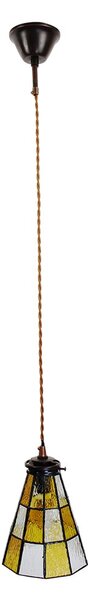 Závěsná lampa Tiffany Hnědá, Bílá 15*115 cm E14/max 1*25W - Ř 15*115 cm E14/max 1*25W - Clayre & Eef