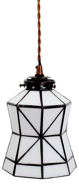 Biela závesná tiffany lampa Joanne - Ø 15*115 cm E14/max 1*25W - Clayre & Eef