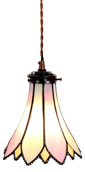Závesná lampa Tiffany Flower pink - Ø 15*115 cm E14/max 1*25W - Clayre & Eef