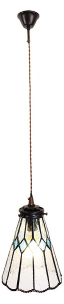 Závesná Tiffany lampa modré detaily BlueRhom - Ø 15*115 cm E14/max 1*25W - Clayre & Eef