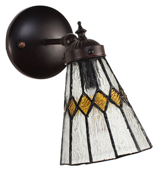 Nástenná Tiffany lampa žlté detaily YelloRhom - 17*12*23 cm E14/max 1*40W - Clayre & Eef