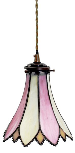 Závesná lampa Tiffany Flower pink - Ø 15*115 cm E14/max 1*25W - Clayre & Eef