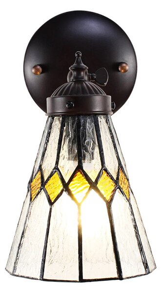 Nástenná Tiffany lampa žlté detaily YelloRhom - 17*12*23 cm E14/max 1*40W - Clayre & Eef