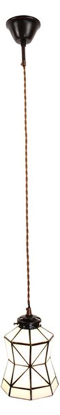 Biela závesná tiffany lampa Joanne - Ø 15*115 cm E14/max 1*25W - Clayre & Eef