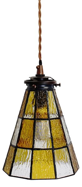 Závěsná lampa Tiffany Hnědá, Bílá 15*115 cm E14/max 1*25W - Ř 15*115 cm E14/max 1*25W - Clayre & Eef
