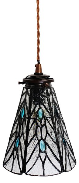 Závesná Tiffany lampa modré kamienky BlueEye - Ø 15*115 cm E14/max 1*25W - Clayre & Eef