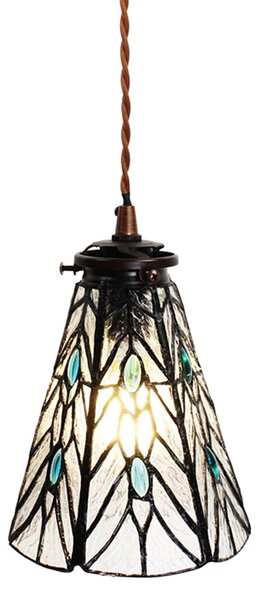 Závesná Tiffany lampa modré kamienky BlueEye - Ø 15*115 cm E14/max 1*25W - Clayre & Eef