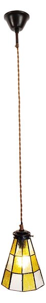 Závěsná lampa Tiffany Hnědá, Bílá 15*115 cm E14/max 1*25W - Ř 15*115 cm E14/max 1*25W - Clayre & Eef