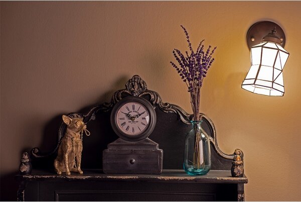 Biela nástenná tiffany lampa Cubi - 17*12*23 cm E14/max 1*40W - Clayre & Eef