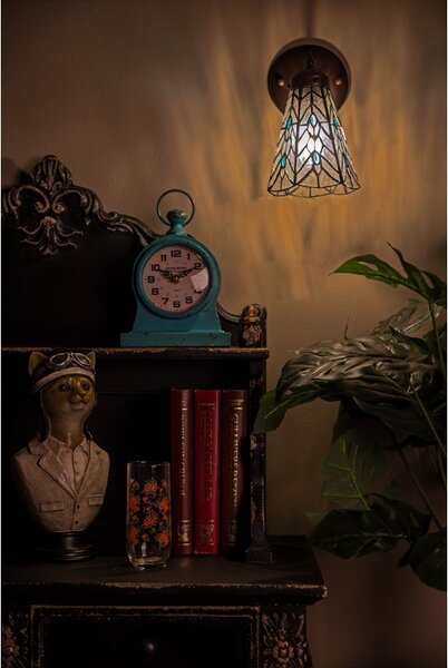 Nástenná lampa Tiffany Venne grey - 17*12*23 cm E14/max 1*40W - Clayre & Eef