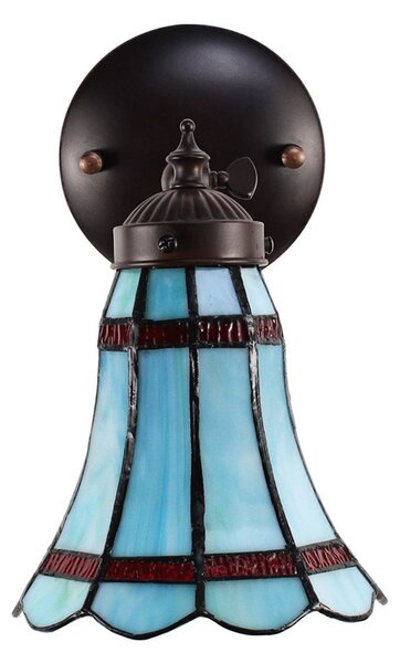 Modrá nástenná Tiffany lampa červené pruhy RedLine - 17*12*23 cm E14/max 1*40W - Clayre & Eef