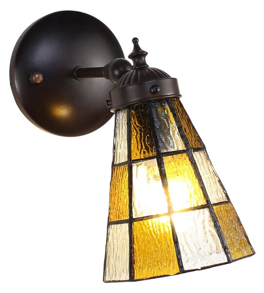 Závesná Tiffany lampa so žltými obdĺžnikmi Chessboa - 17*12*23 cm E14/max 1*40W - Clayre & Eef