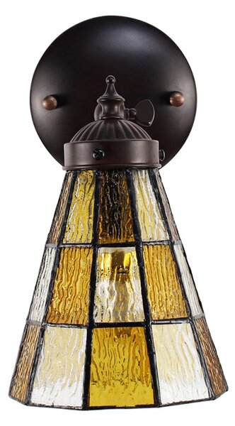 Závesná Tiffany lampa so žltými obdĺžnikmi Chessboa - 17*12*23 cm E14/max 1*40W - Clayre & Eef