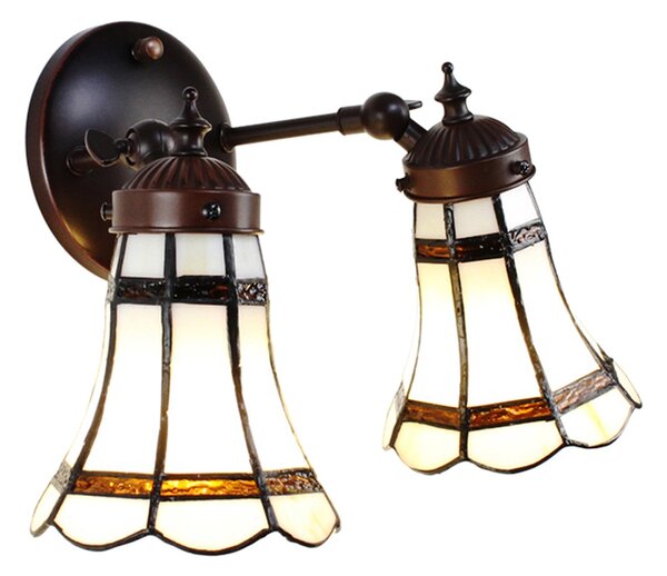 Nástenná lampa Tiffany s bielymi tienidlami Ponnie - 30*23*23 cm E14/max 2*25W - Clayre & Eef