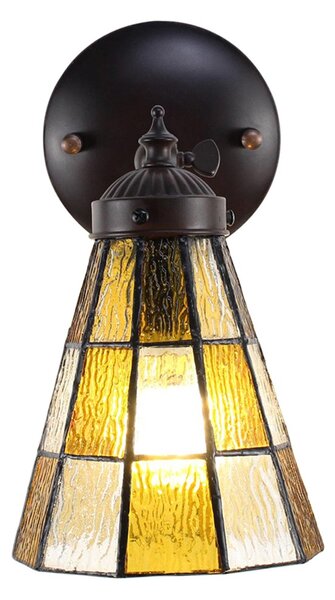 Závesná Tiffany lampa so žltými obdĺžnikmi Chessboa - 17*12*23 cm E14/max 1*40W - Clayre & Eef