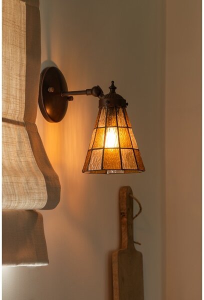 Závesná Tiffany lampa so žltými obdĺžnikmi Chessboa - 17*12*23 cm E14/max 1*40W - Clayre & Eef