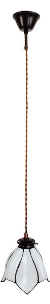 Biela závesná Tiffany lampa v tvare kvetu Folwia - Ø18*115 cm E14/max 1*25W - Clayre & Eef