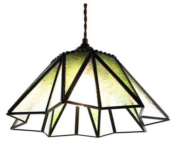 Zelený závesný Tiffany luster v tvare kvetu Hiede - Ø 31*107 cm E27/max 1*40W - Clayre & Eef