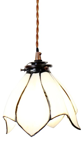 Biela závesná Tiffany lampa v tvare kvetu Folwia - Ø18*115 cm E14/max 1*25W - Clayre & Eef