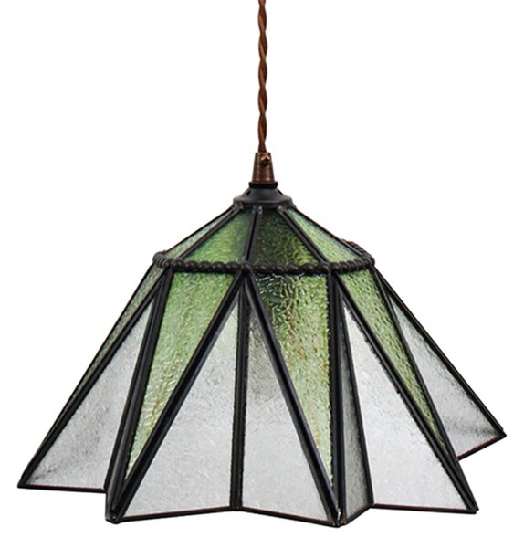 Zelený závesný Tiffany luster v tvare kvetu Hiede - Ø 31*107 cm E27/max 1*40W - Clayre & Eef